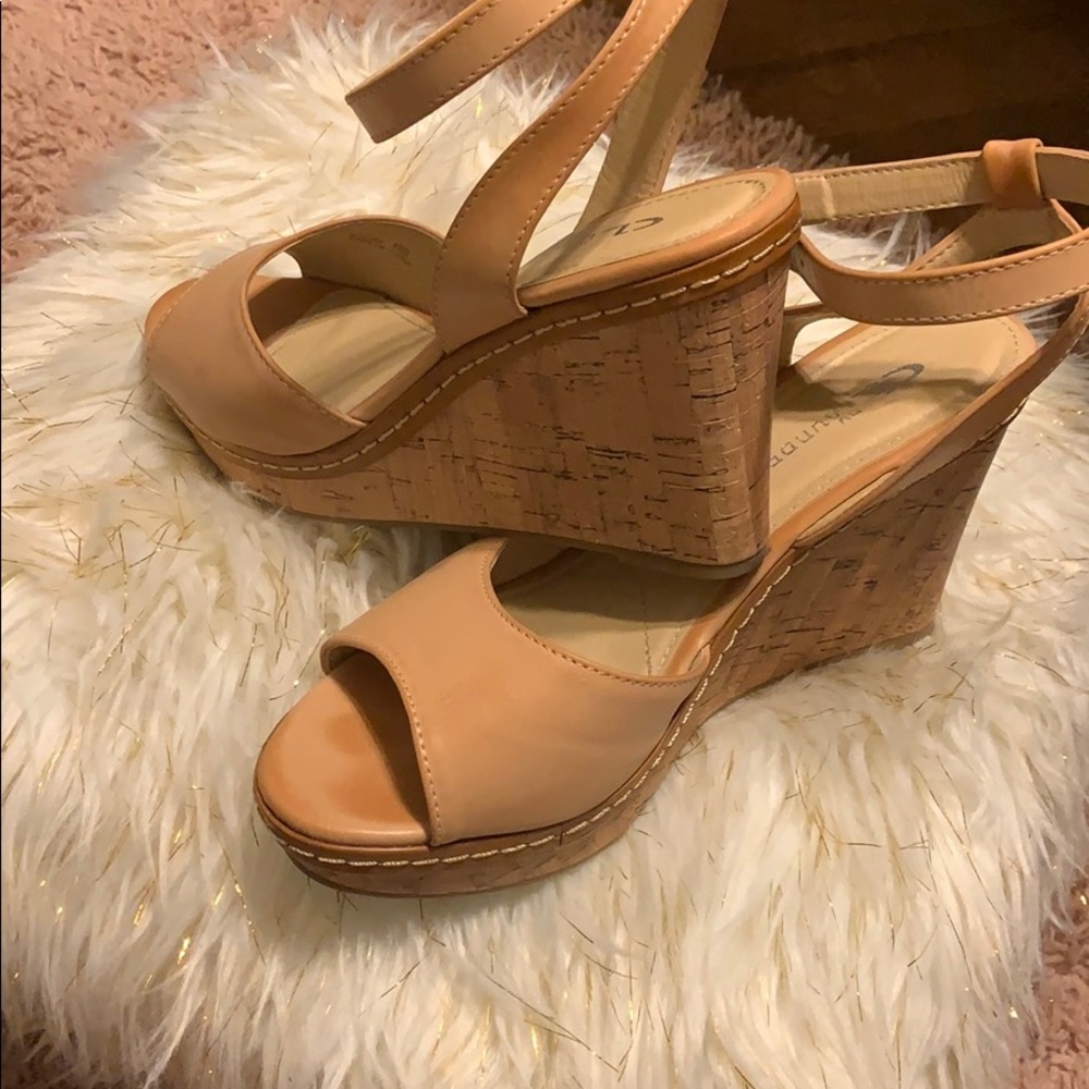 Dark nude wedges